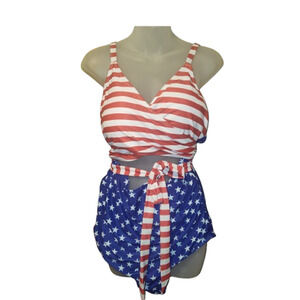 DACI Women’s Multicolor One Piece American Flag Swimsuit Size 18W BG25